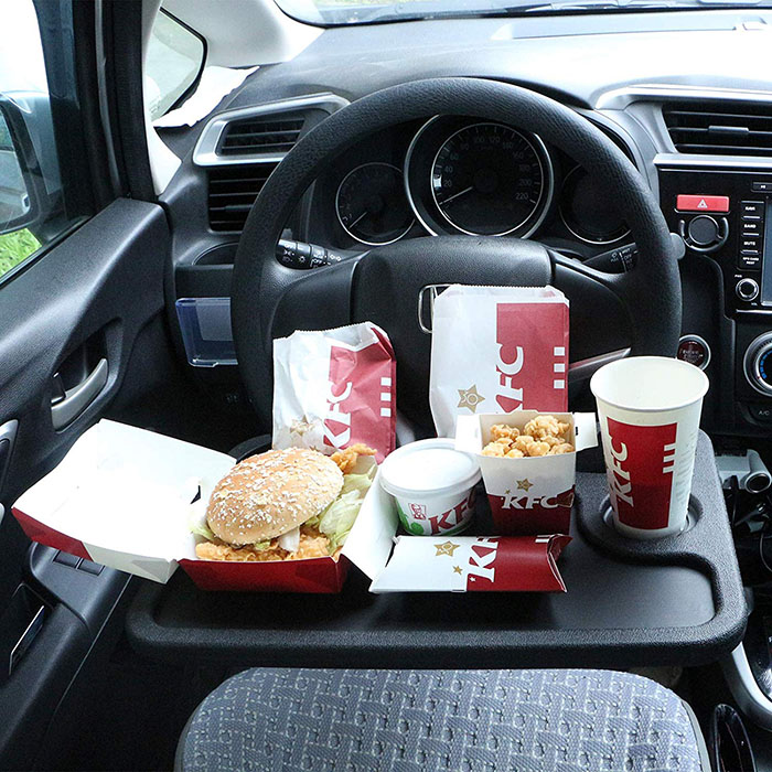 eating junk food in car