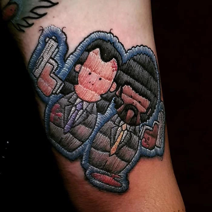 embroidery tattoo men in black