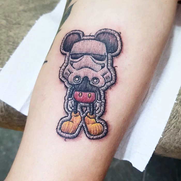 Stitch Character Inspired Tattoo With Vivd Watercolors And