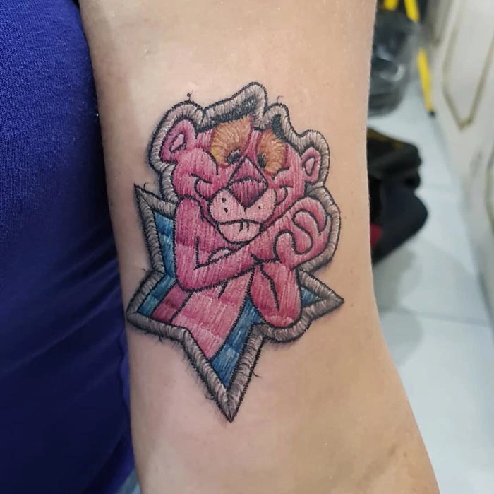 embroidery tattoo pink panther