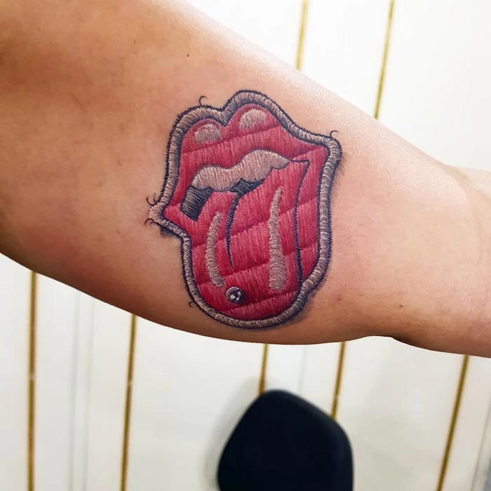 embroidery tattoo rolling stones