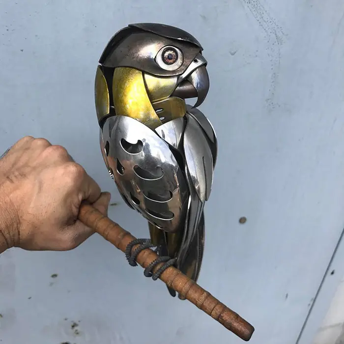 exotic bird sculpture metal