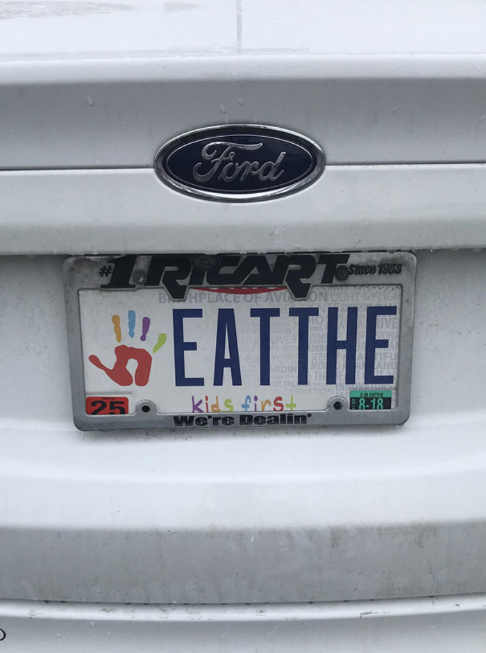 funny license plates eat the kids first