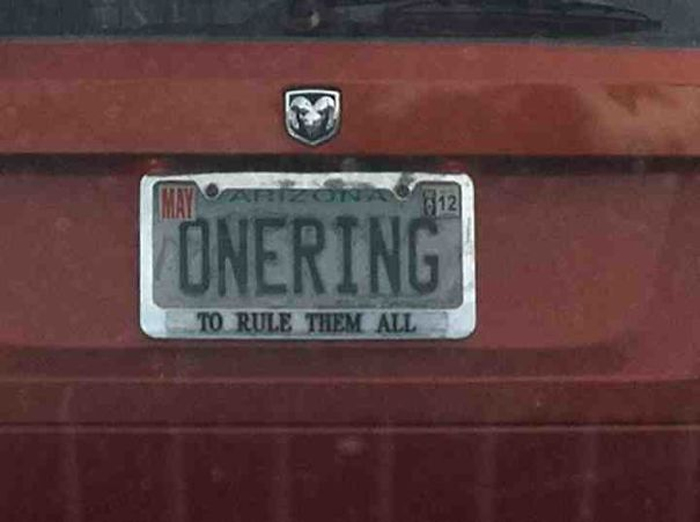 funny license plates one ring rule them all