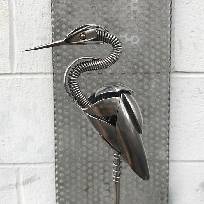 heron metal sculpture