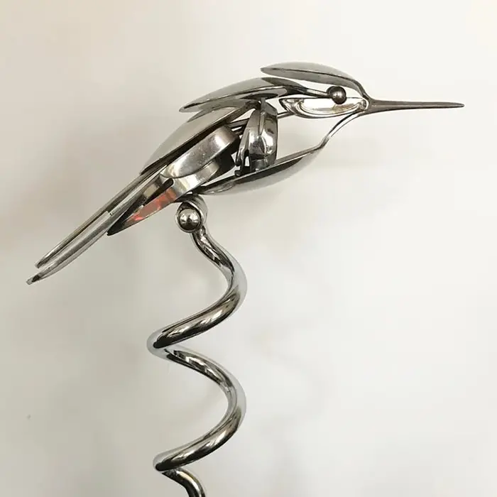 metal bird sculpture long coil