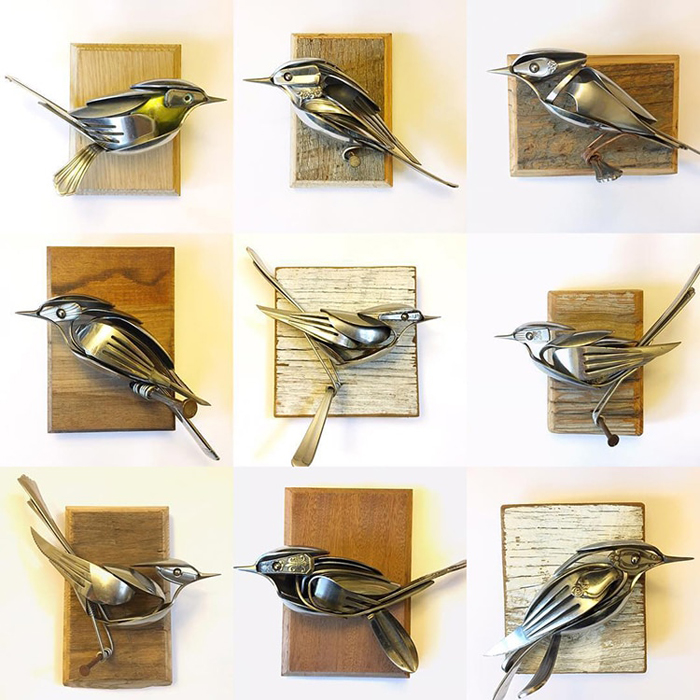 metal bird sculptures