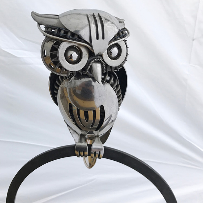 owl sculpture from metal