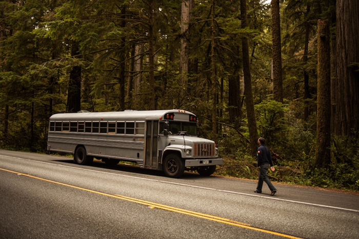 school bus transformed into home