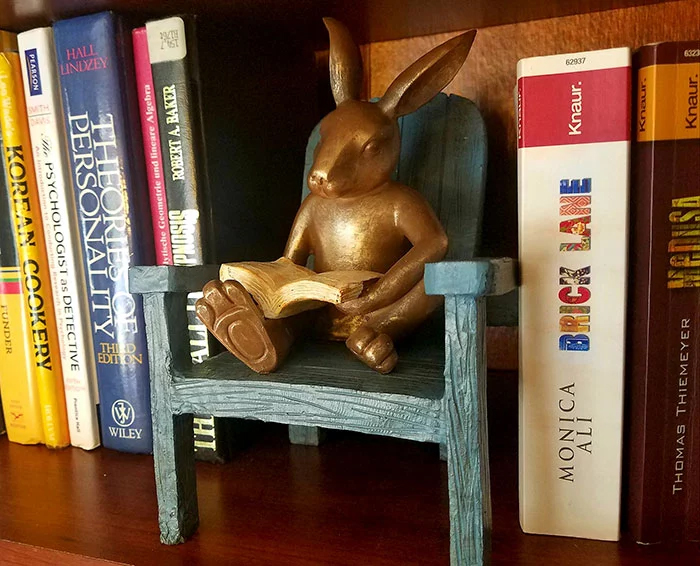 bunny in reading chair