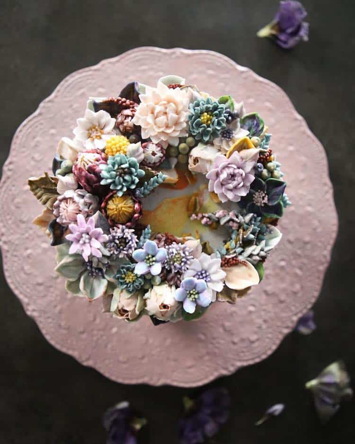 buttercream cake realistic bouquets