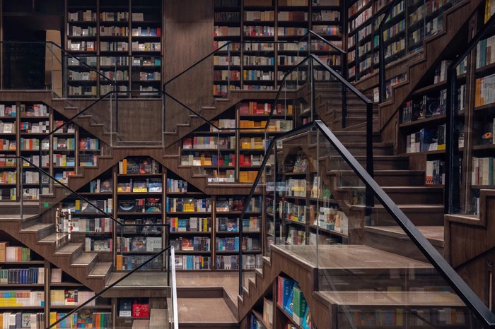 china bookstore optical illusion interior
