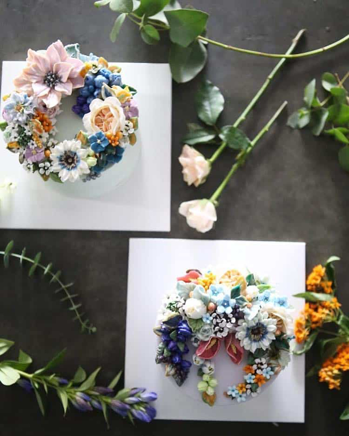 colorful flowers cakes