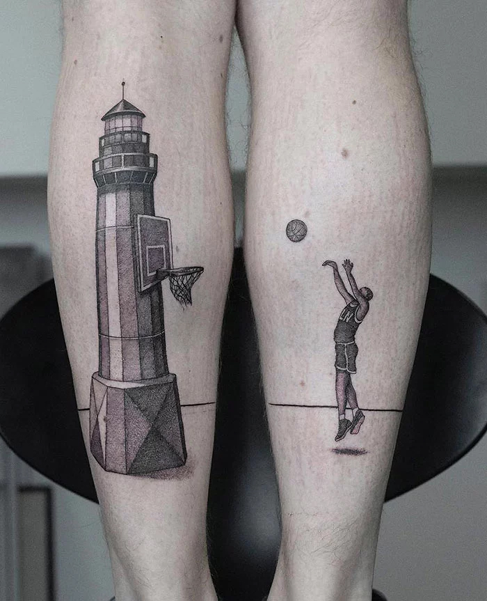 epic leg tattoos basketball