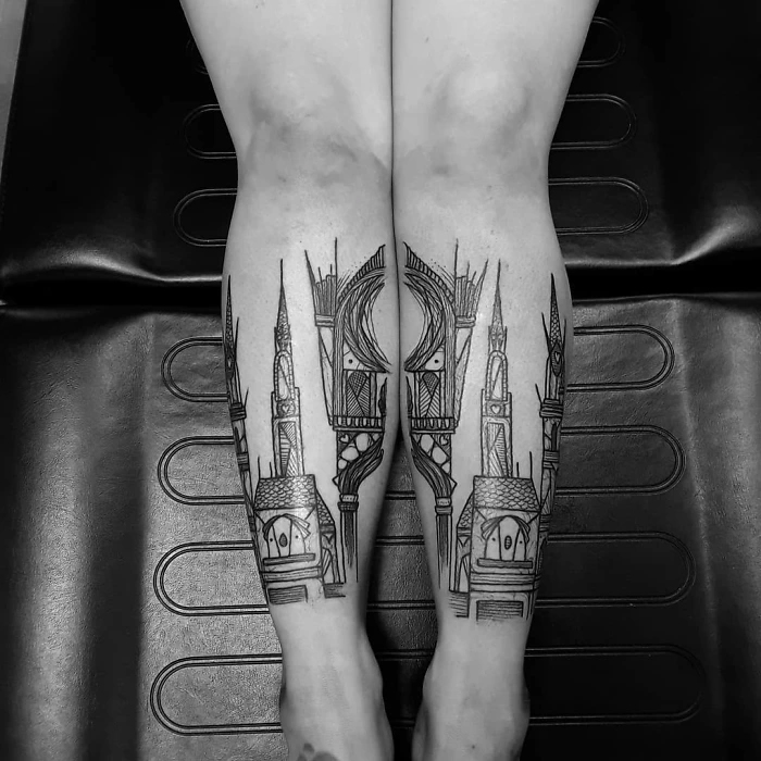 epic leg tattoos cathedral