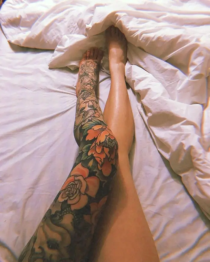 epic leg tattoos floral