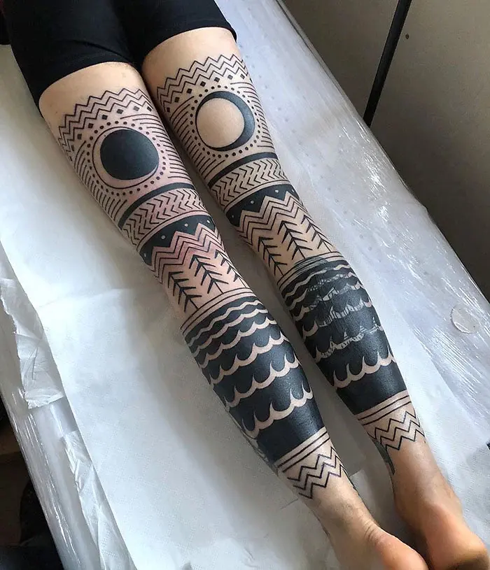 epic leg tattoos night day