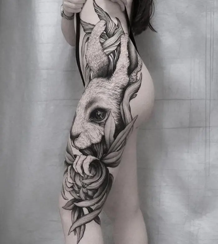 epic leg tattoos rabbit