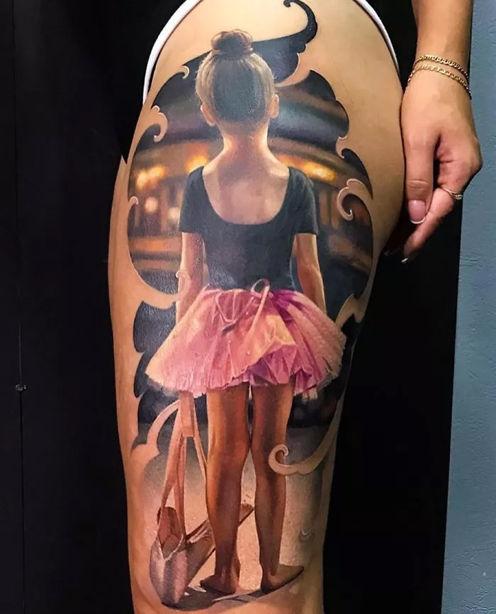 epic leg tattoos realisitc ballerina