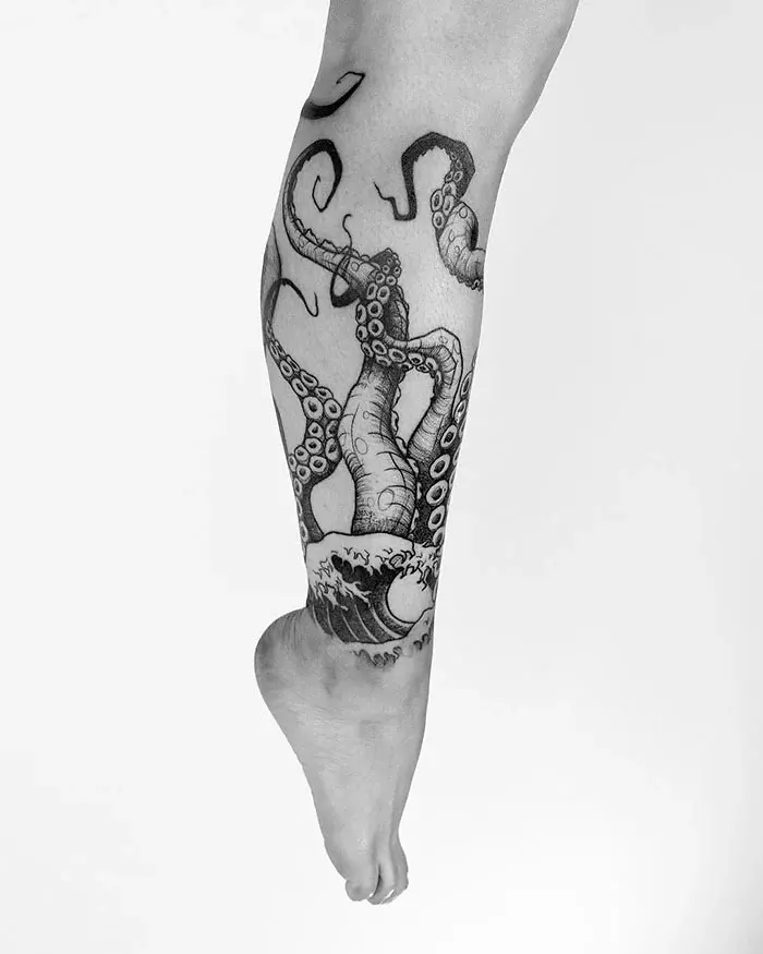 epic leg tattoos sea octopus