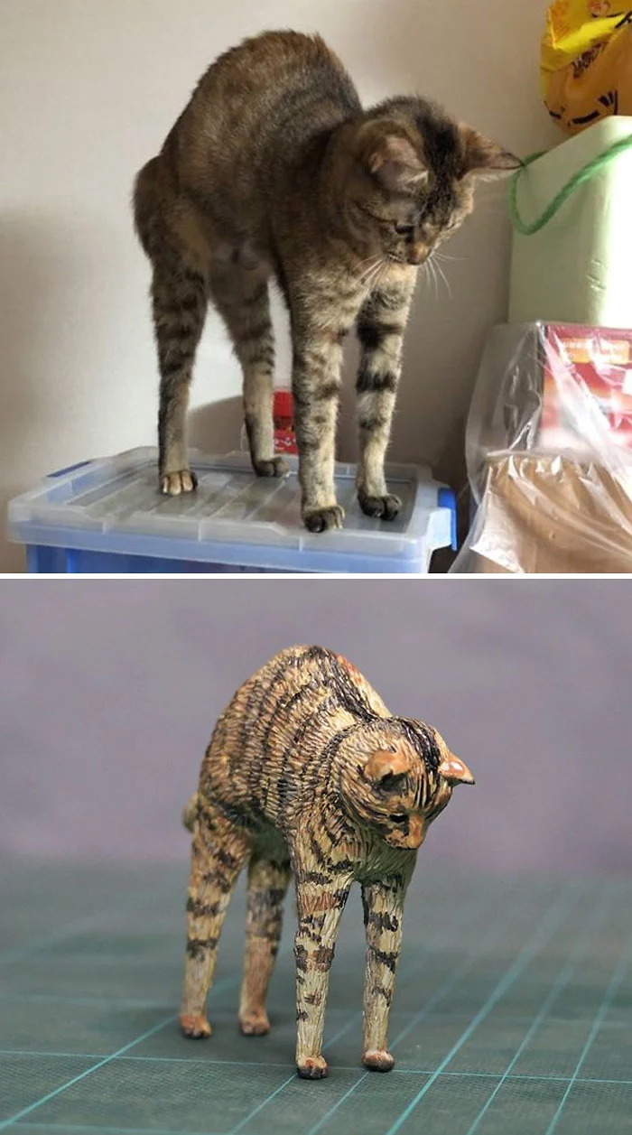 hilarious animal meme sculptures cat long legs