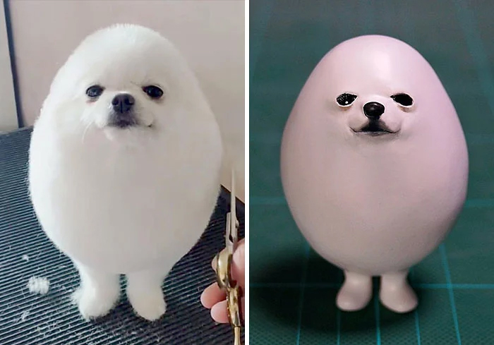 hilarious animal meme sculptures egg puppy