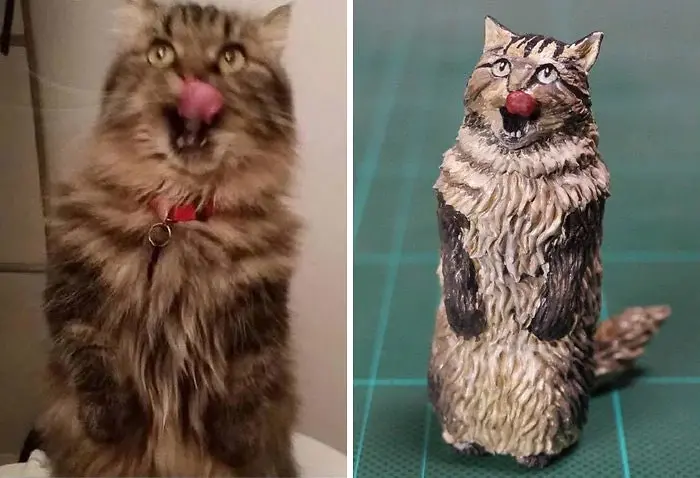 hilarious animal meme sculptures hungry cat