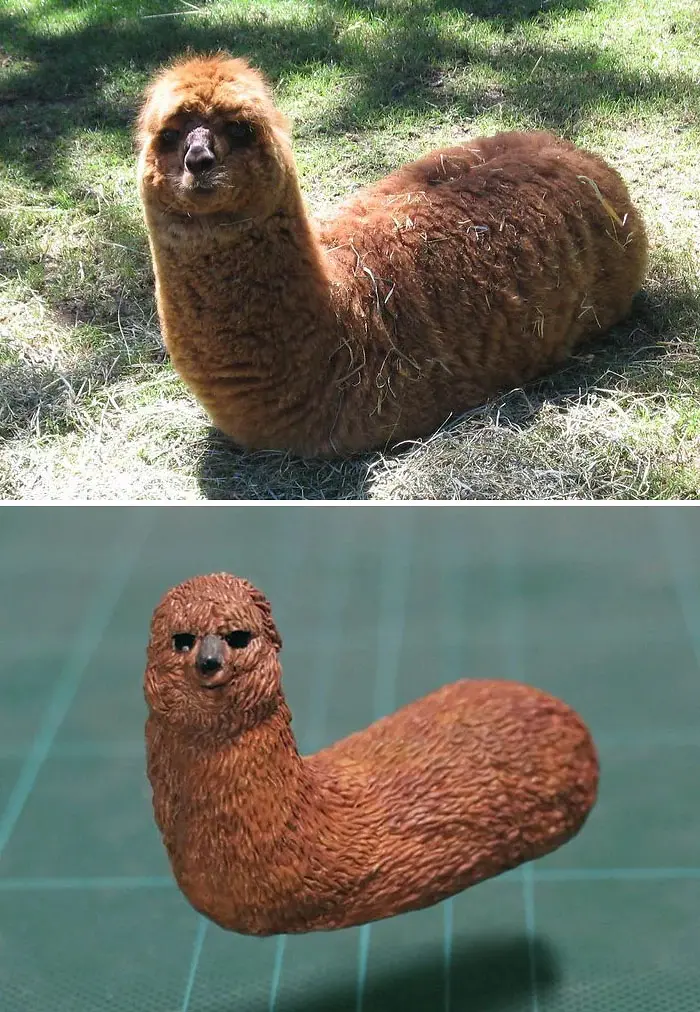 hilarious animal meme sculptures llama loaf