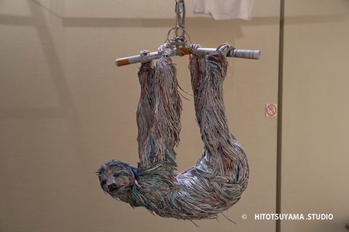 hitotsuyama newspaper animal sculptures sloth