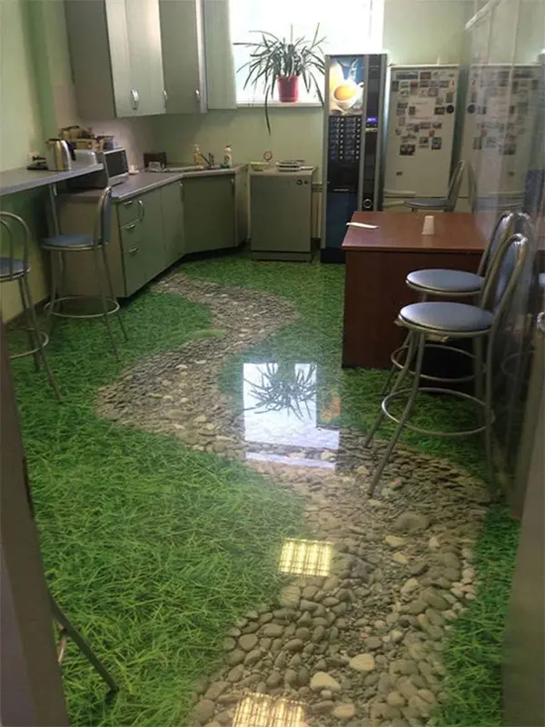 kitchen grassy floor