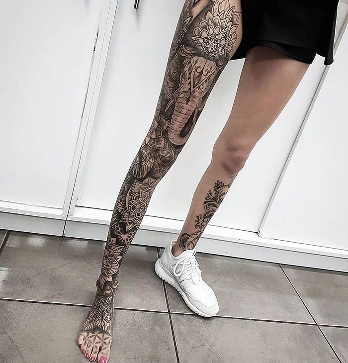 long leg tattoo