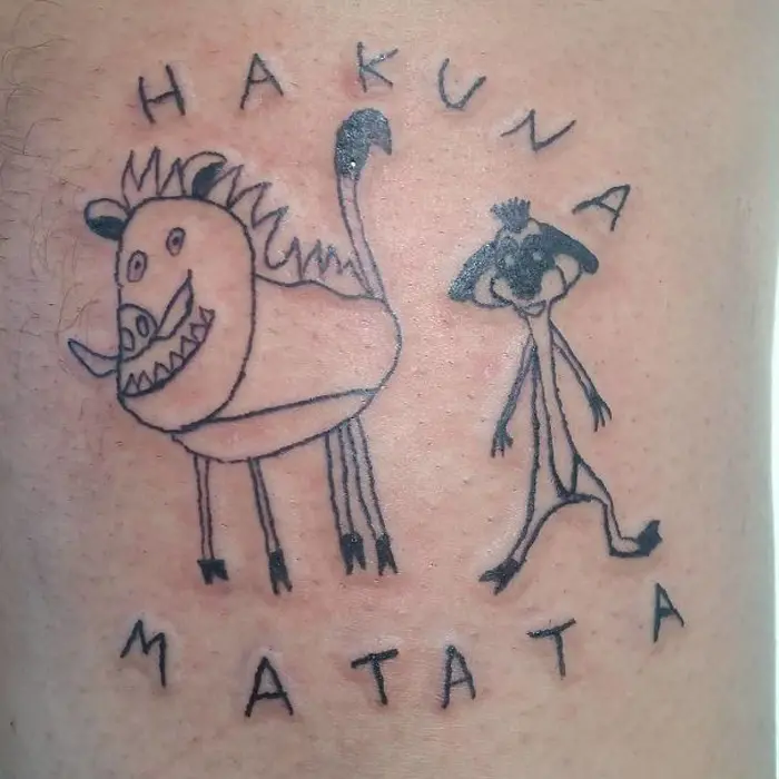 malfeitona hideous tattoos hakuna matata