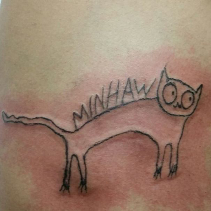 malfeitona hideous tattoos minhaw cat