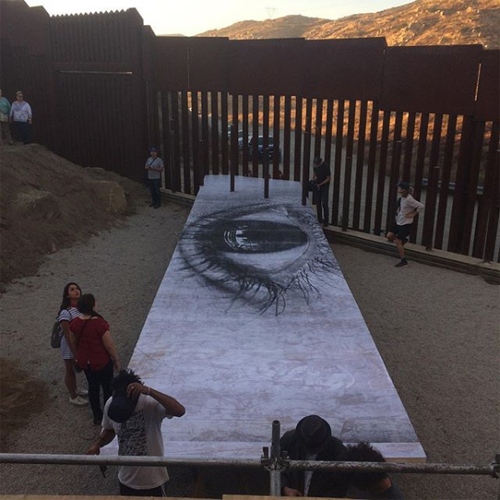 mexico border art installation picnic table