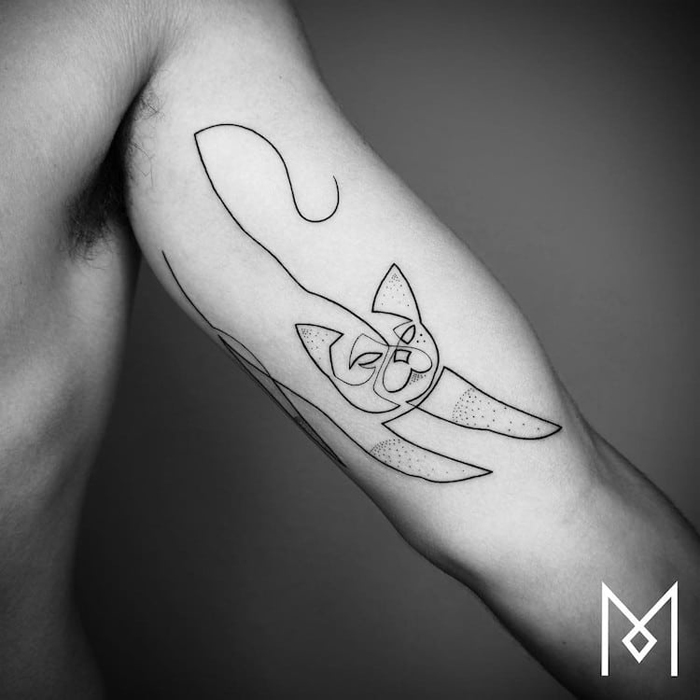 minimalist tattoos cat figure