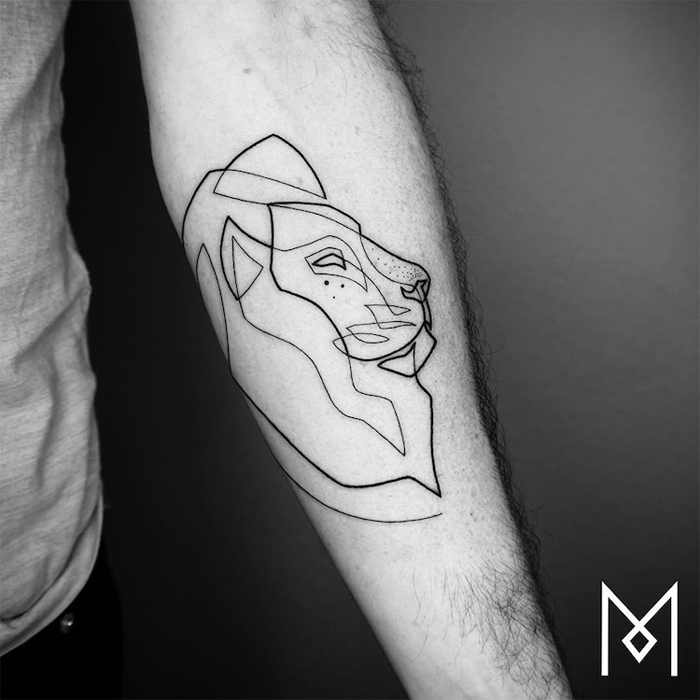 minimalist tattoos lion figure