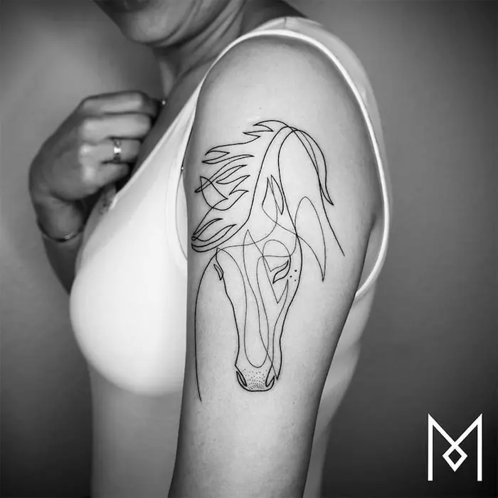 mo ganji minimalist tattoos horse figure