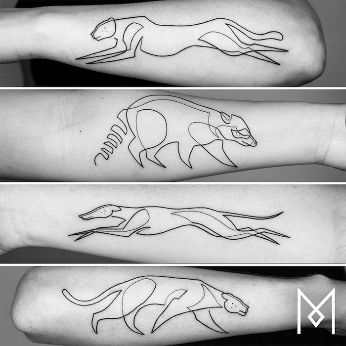 mo ganji minimalist tattoos wild animals figures