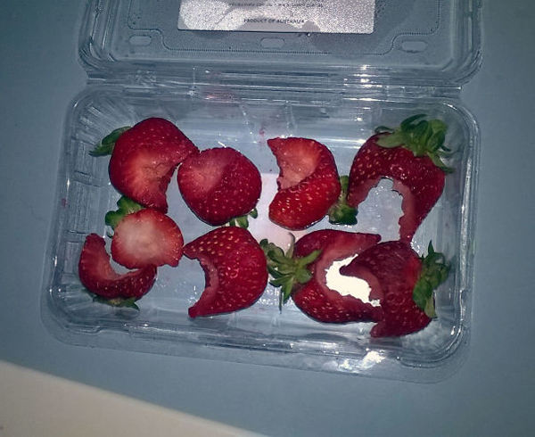 monster roommate half-eaten strawberries