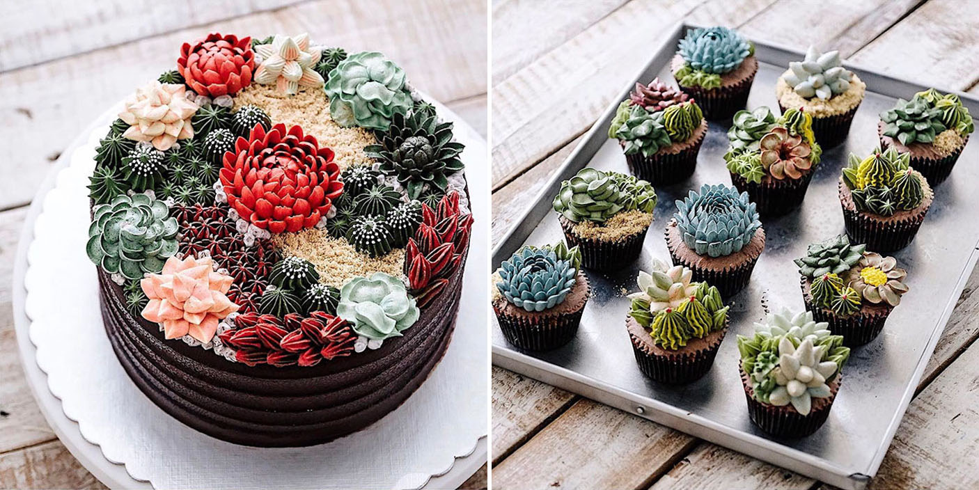 plant cakes and cupcakes