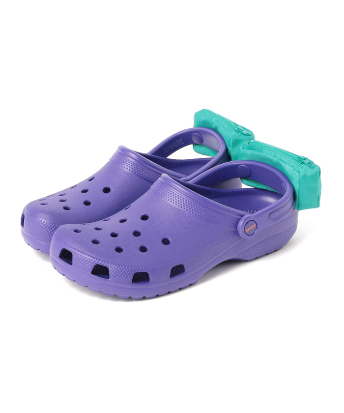 purple crocs with fanny packs