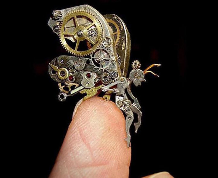 recycled watches fairy sculpture