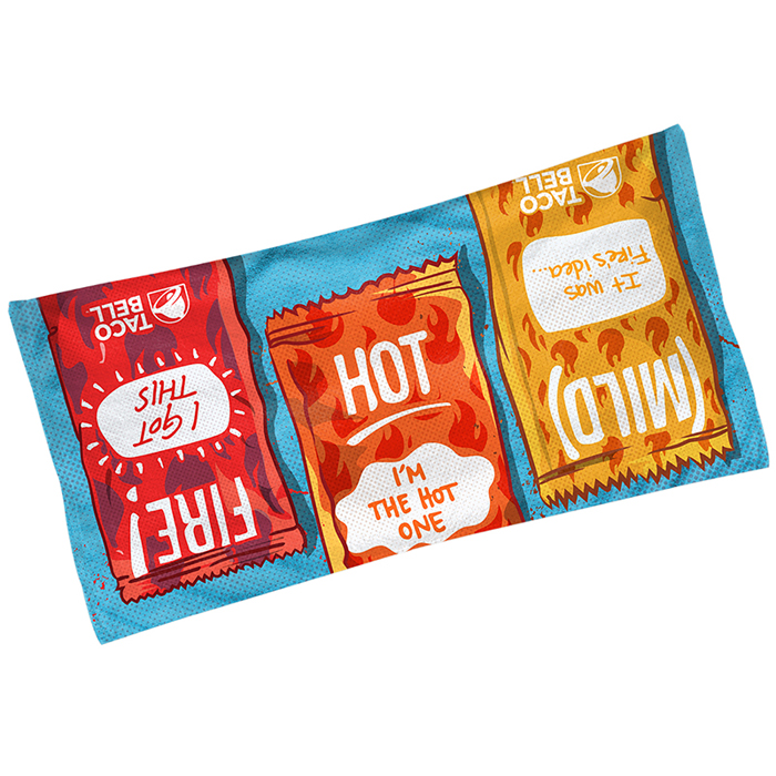 sauce packet collection beach towel