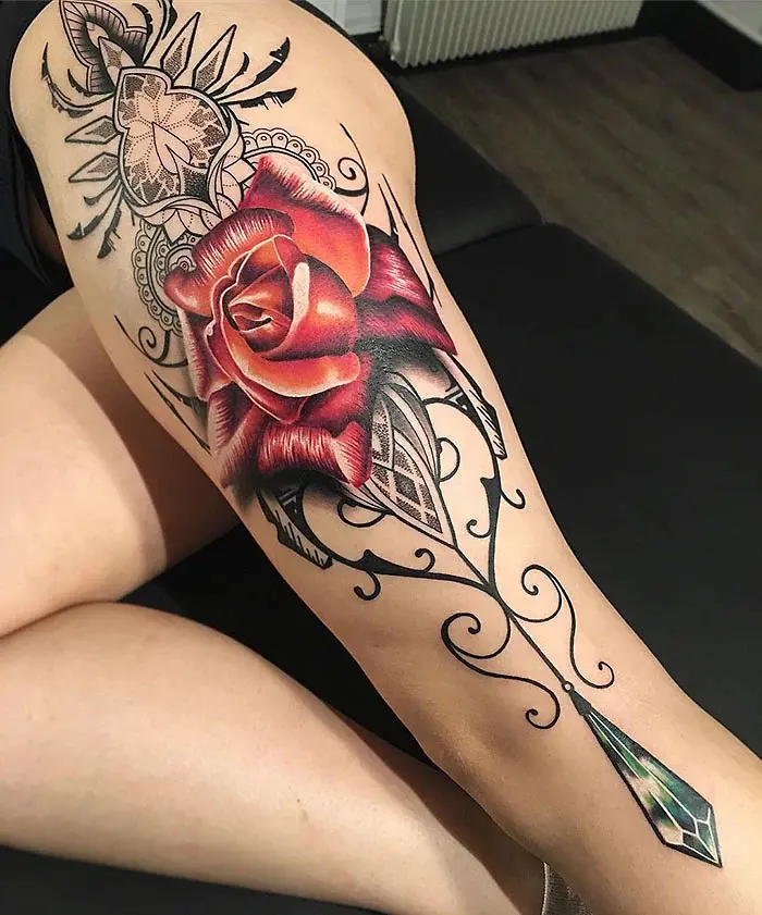 epic leg tattoos rose