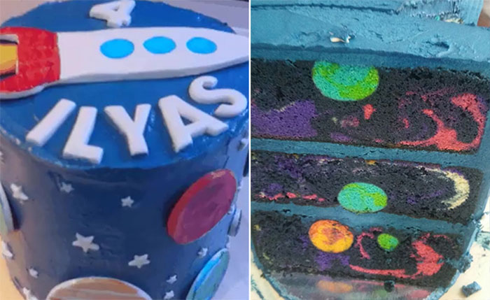 space birthday cake
