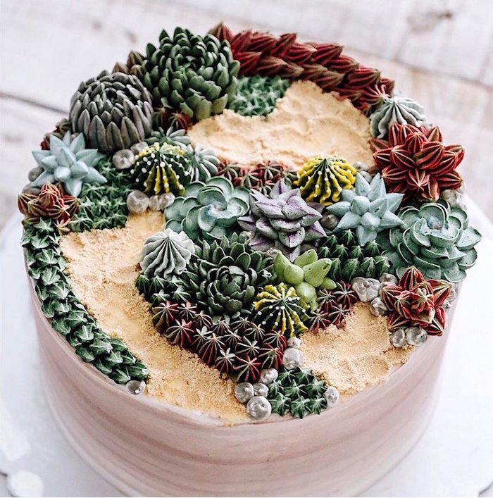 succulent cakes on sand