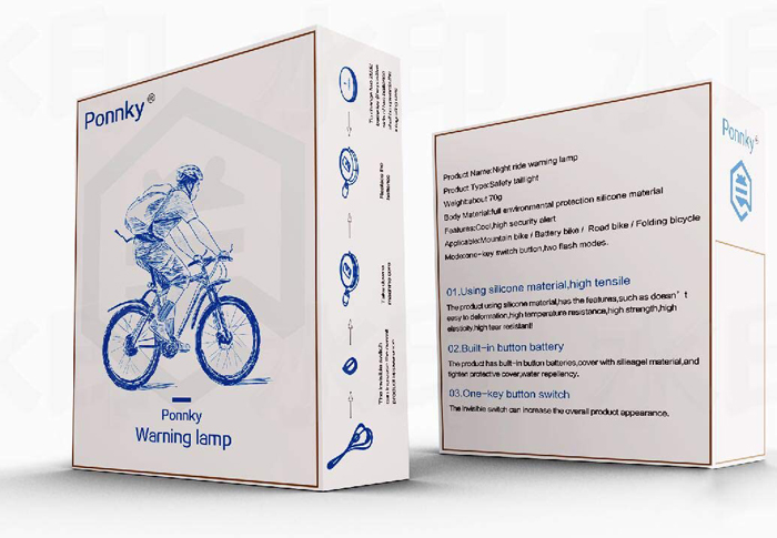testicle-shaped bike lights packaging