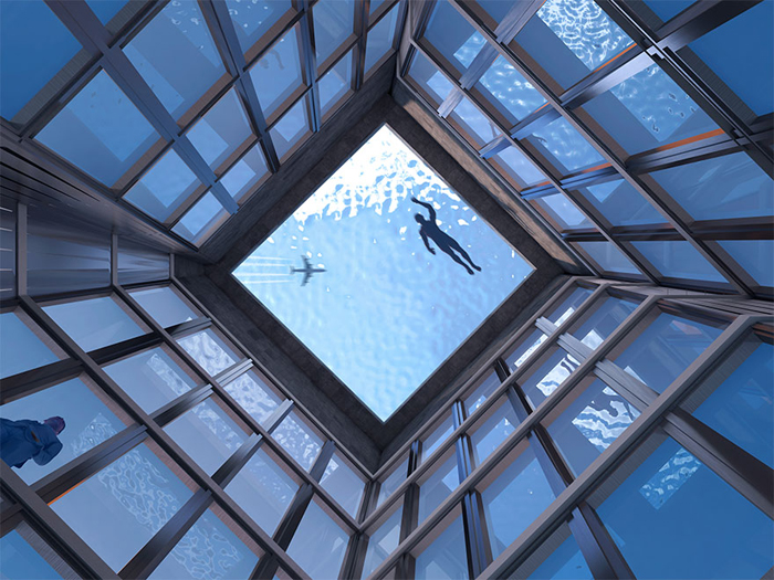 360-degree infinity pool transparent floor