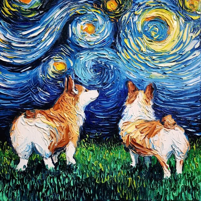 aja trier starry night dog series