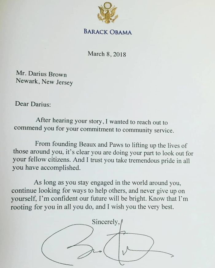 barack obama letter to darius brown